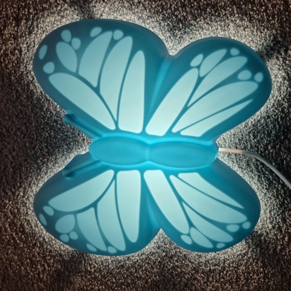 IKEA Blue Butterfly LED Decorative Wall Lamp Light Upplyst 10.5" x 10.5" - Works